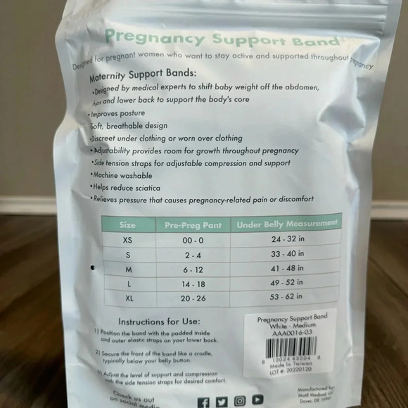 Motif Medical Pregnancy Support Band Medium White • New in Package! - Picture 8 of 8